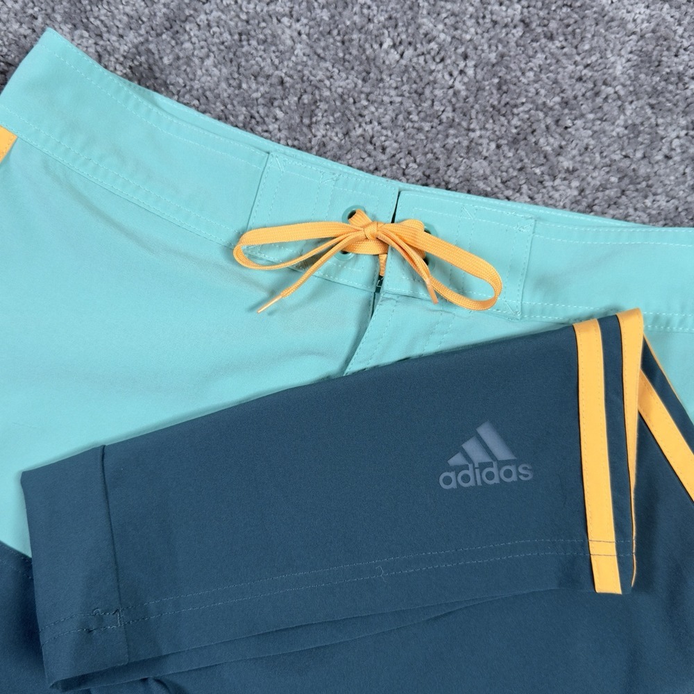 Adidas Quick Dry Board Shorts Men 30  Blue Green Color‎ Block Beach **READ**